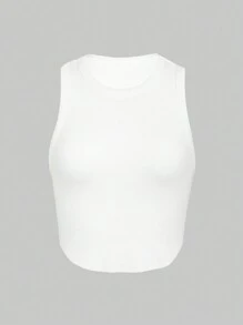 INAWLY Của phụ nữ Vòng cổ Viền không đối xứng Áo vest - trắng - Xem 6