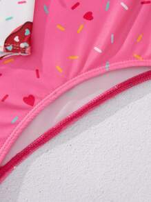 SHEIN Cô gái Tween Thông thường hàng ngày Áo tắm một mảnh Với Donut in - Nhiều màu - Xem 4