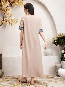 Al Najma Women's Casual Geometric Printed Patchwork Dress