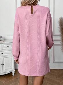 SHEIN LUNE 休閒立領燈籠袖連衣裙