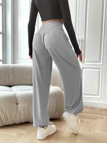 SHEIN Tween Girl High Waist Loose Drawstring Sweatpants, Gray, All-Match Casual And Comfortable - Grey - View 2