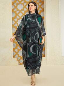 Al Najma 女士立領幾何印花土耳其風長衫