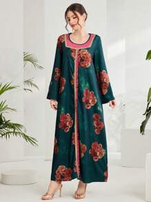 Al Najma Women's Color Block Floral Print Dress - Multicolor - View 3