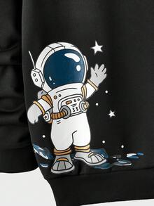 Manfinity RebelGame Nam Dệt kim Hoạt hình In Vòng cổ Áo nỉ - màu đen - Xem 4