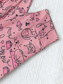 Girls' Cartoon Printed Homewear Set - Grey - View 3