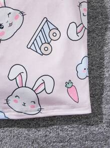 SHEIN Tween女孩編織可愛紋路背心上衣與編織褲舒適貼合家居套裝 - 淺粉色 - 查看 3