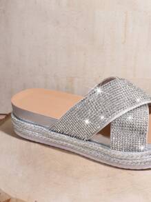 Mini mi Kids Flat Sandals Berlian buatan - Perak - View 3