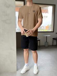 SWAVVY 男士圆领短袖弹力针织T恤，夏季