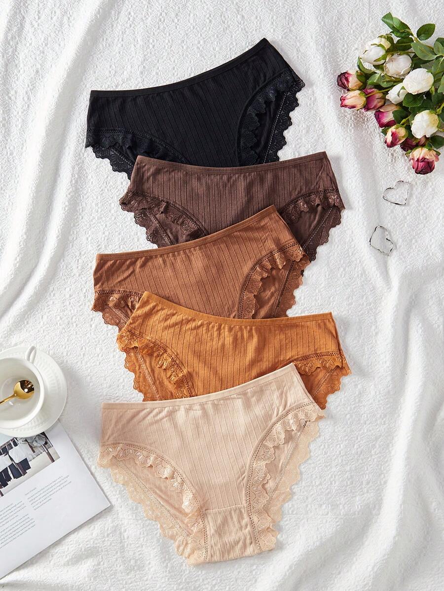 Women's Lace Patchwork Triangle Panties 5pcs/Set Lingerie