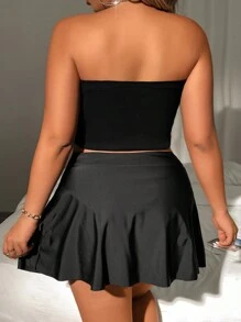 SHEIN Clasi Top De Pescoço Halter De Tricô Para Mulheres Plus Size