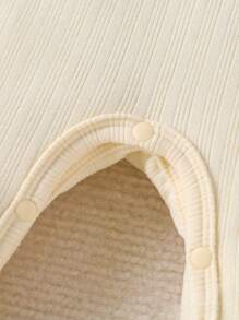 Baby Girl's Light Khaki Adorable Rabbit & Elephant Printed Jumpsuit With Hat, 2pcs Home Wear Set - Beige - View 5