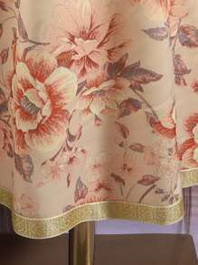 SHEIN Conjunto De 2 Piezas Para Niña Con Camisa De Manga Larga Y Falda Larga De Flores Vintage Impresa Con Borlas Doradas En El Dobladillo, Para Uso Diario - Multicolor - Ver 3