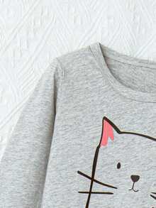 Girls' Cartoon Printed Homewear Set - Grey - View 4