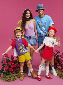 TOM & JERRY X SHEIN 男孩卡通字母圖案t恤 - 紫色 - 查看 5