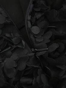 Sweetra Romantic 3d Flower Dress With A-Line Dress And Spaghetti Straps - Black - View 5