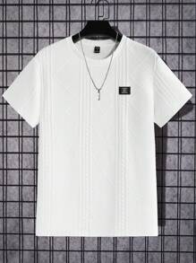 GENTILAND Nam Dệt kim Vòng cổ Ngắn tay Áo thun - trắng - Xem 5