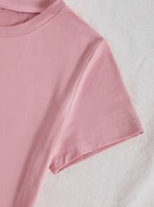 INAWLY Của phụ nữ Hoa văn Báo & Môi In Vòng cổ Ngắn tay Chiều dài trung bình Áo thun , Gợi cảm - Hồng - Xem 3