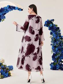 Al Najma Batik-kleid Mit Ausgestellten Ärmeln Für Damen - Altrosa - Übersicht 5