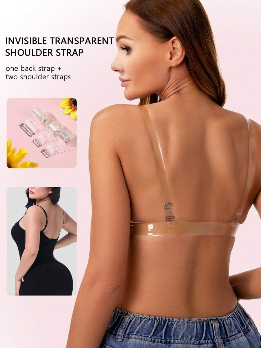 Plus 3pcs Clear Straps, 1pc Back Strap & 2pcs Shoulder Straps - Clear - View 1