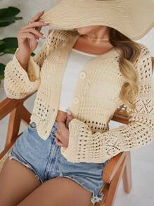 SHEIN VCAY 女性全手工編織開衫