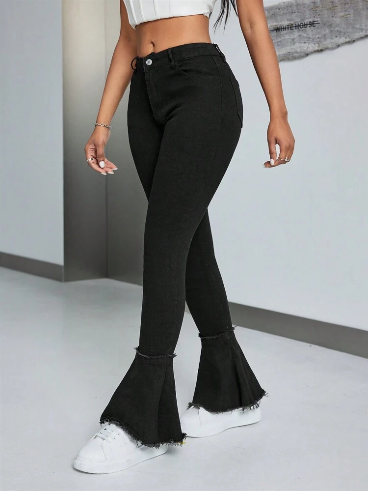 Plain Slim Fit Flare Jeans