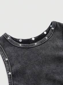 ROMWE PUNK 女式铆钉装饰无袖连衣裙，学校 - 深灰色 - 查看 3