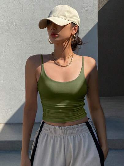 Dazy Star Camiseta De Tirantes Para Mujeres En Color Sólido Recortado