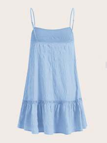 SHEIN EZwear Women's Solid Color Woven Cami Dress - Blue - View 2