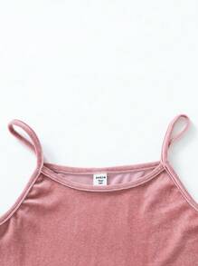 Teen Girl's Simple Design Velvet Cami Sleepdress And Matching Long Robe Two-Piece Homewear Set, Light Pink - Dusty Pink - View 7