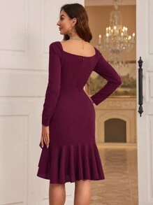 SHEIN Privé Bridesmaid Dress With Ruffle Edges And Twist Knot Detailing On The Bodice