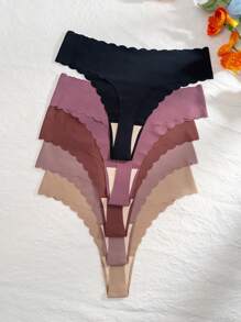 女士贝壳边饰无缝性感丁字裤（5 条装） - 彩色 - 查看 2