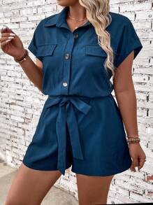 Linhara Kích thước lớn Của phụ nữ tay cánh Áo sơ mi Romper - Nhiều màu - Xem 4