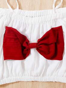 Tween Girls' Bow Knot Top And Lace Hem Skirt 2 Piece Set - Burgundy - View 3