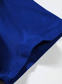 Manfinity Homme Camiseta De Manga Corta Cuello Redondo Y Sólido Para Hombre - azul real - Ver 3