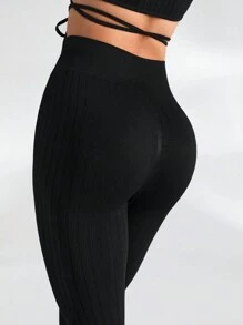 Lifespree Wrap Tie Crop Long Sleeve Top And Leggings Sports Set
