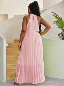 Astrid Vestido liso de hombros descubiertos talla grande para mujeres - Rosa Pálido - Ver 2