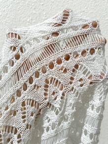 SHEIN VCAY 1 Miếng Của phụ nữ Không tay Dệt kim chấm bi Đầm Áo len - trắng - Xem 7