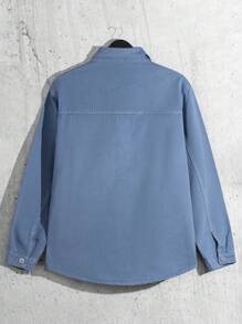 SHEIN Cottnline Men's Flip Pocket Long Sleeve Denim Jacket - Baby Blue - View 2