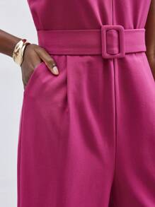 Maija 女士交叉掛脖繫帶連身褲 - 玫紅色 - 查看 9