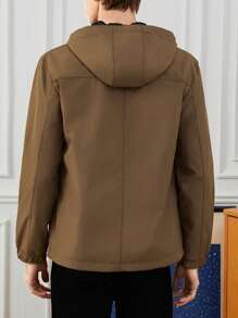 RueChic Men'S Windproof Hooded Jacket With Drawstring