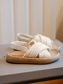 Infant Girls' Comfortable, Lightweight, Fashionable Summer Sandals With Strap - Beige - View 3