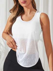 Easithlete Scoop Neck Raglan Sleeve Crop Teeworkout Tank Top - White - View 3