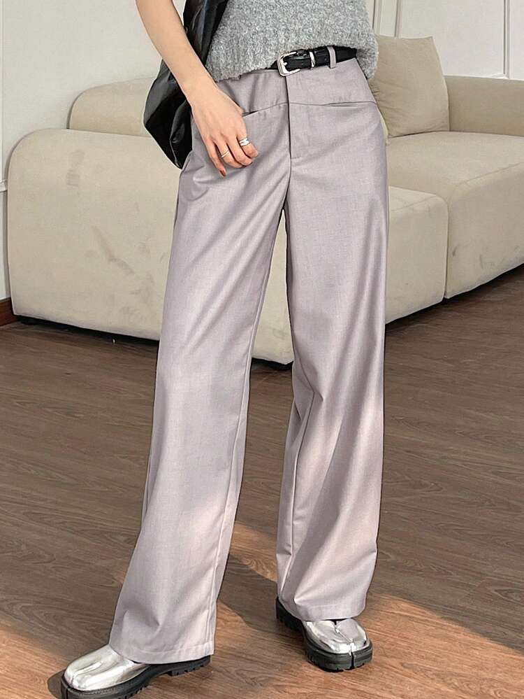 Solid Color Straight-Leg Pants Women's Suit Pants Business Attire