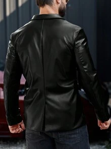 Manfinity Homme Men's Pu Suit Jacket - Black - View 2