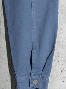 SHEIN Cottnline Men's Flip Pocket Long Sleeve Denim Jacket - Baby Blue - View 5