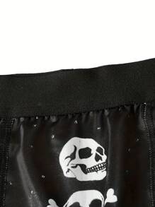 Nam một miếng Tương phản Màu sắc In Đầu lâu Hình vuông Cắt Bơi - Đen và trắng - Xem 3