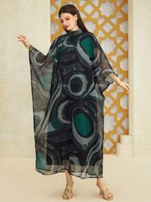 Al Najma 女士立領幾何印花土耳其風長衫