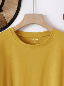 INAWLY Kaos Ukuran Plus Plain Casual - Mustard Yellow - View 5