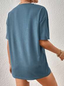 INAWLY 女士圓領落肩短袖t卹