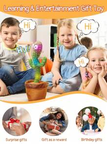 Teckwe Dancing Cactus Toy,Kids Twisting Cactus Soft Short Plush Wiggling Singing Dancing Cactus Toy,Repeat What You Say Baby Toys,15 Seconds Recorder Music Toys,Talking Musical Glow Toy Boy Girl Gifts For Infants Toddlers Babies